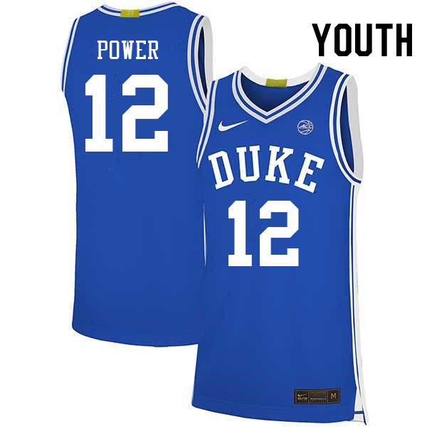 Youth #12 TJ Power Duke Blue Devils College Basketball Jerseys Stitched Sale-Blue